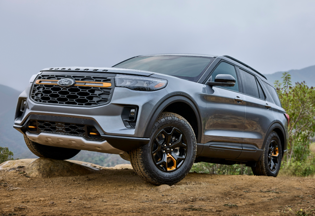 Gray 2026 Ford Explorer Tremor driving off-road